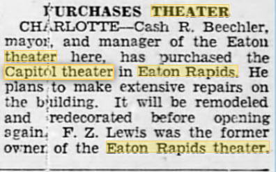 Capitol Theatre - 10 JUL 1936 CHANGES HANDS
